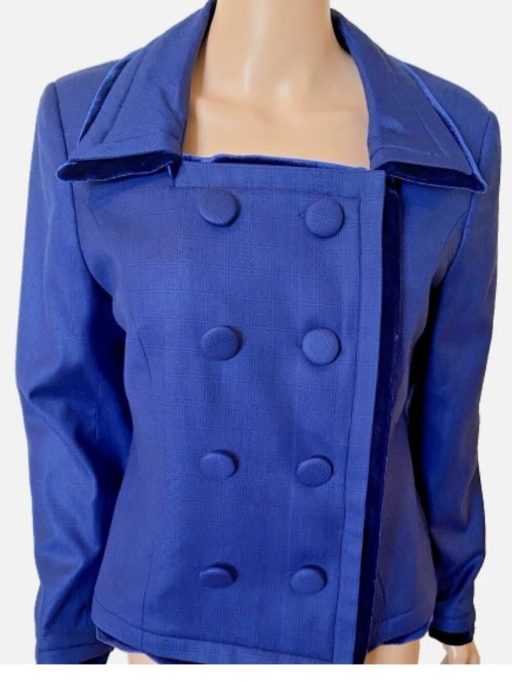 Vintage HUGO BOSS Women's Double Breasted Blazer Jacket with Velvet Trim
